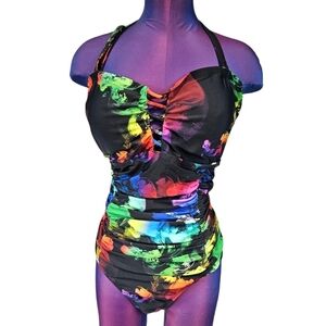 Colocean Colorful Abstract One Piece Swimsuit Tummy Control Size‎ 18/20 Plus
